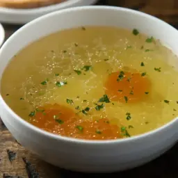 Aromaticzny rosół z marchewką i natką pietruszki. Idealny, gdy zastanawiasz się, ile gotować rosół, by był pyszny.