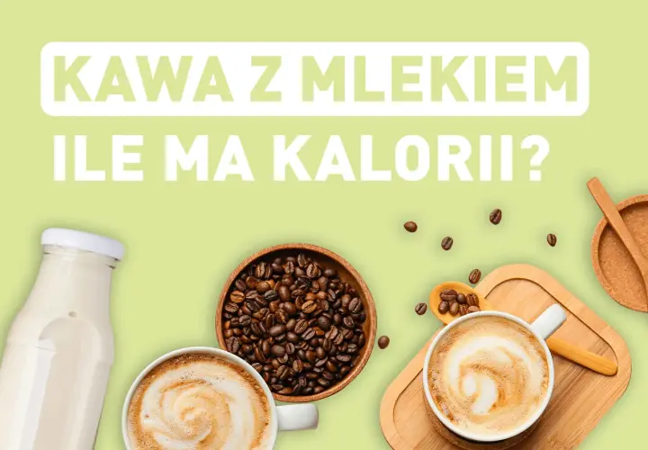 Kawa z mlekiem, ziarna kawy, mleko w butelce i filiżanki kawy latte.